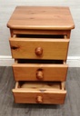 Quality solid pine three drawer bedside chest