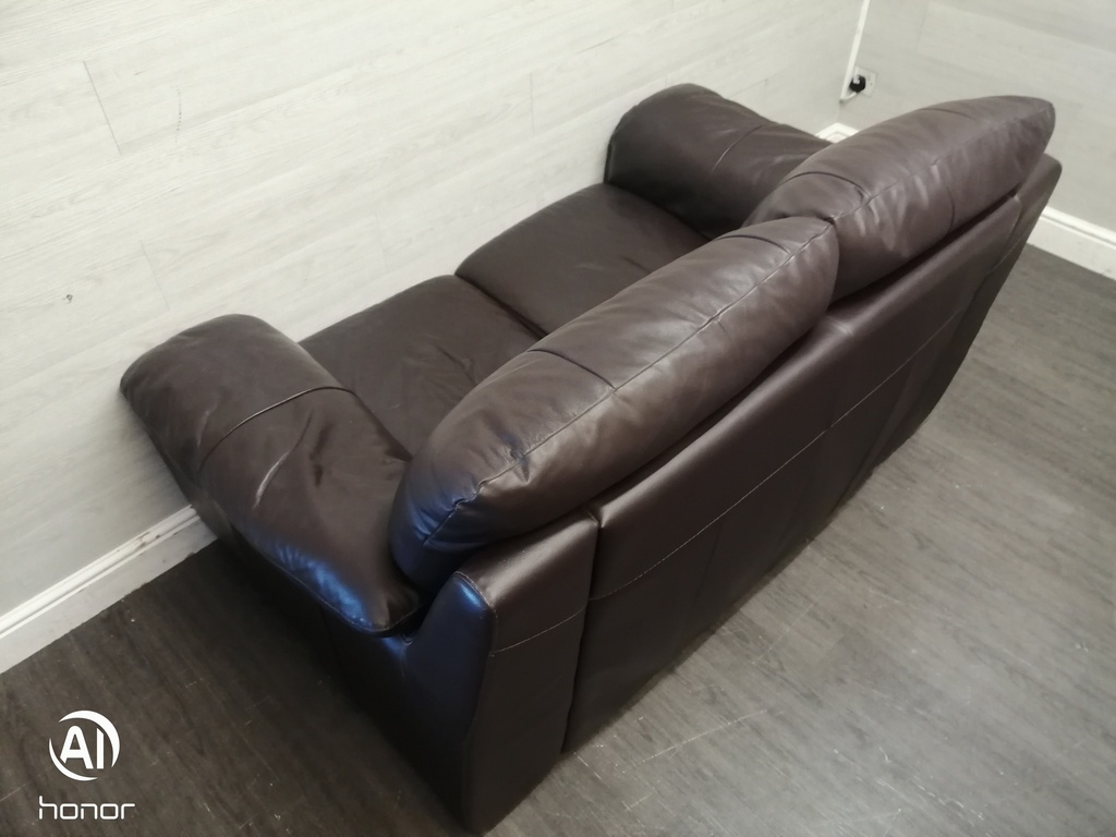 Good quality two seater leather brown sofa