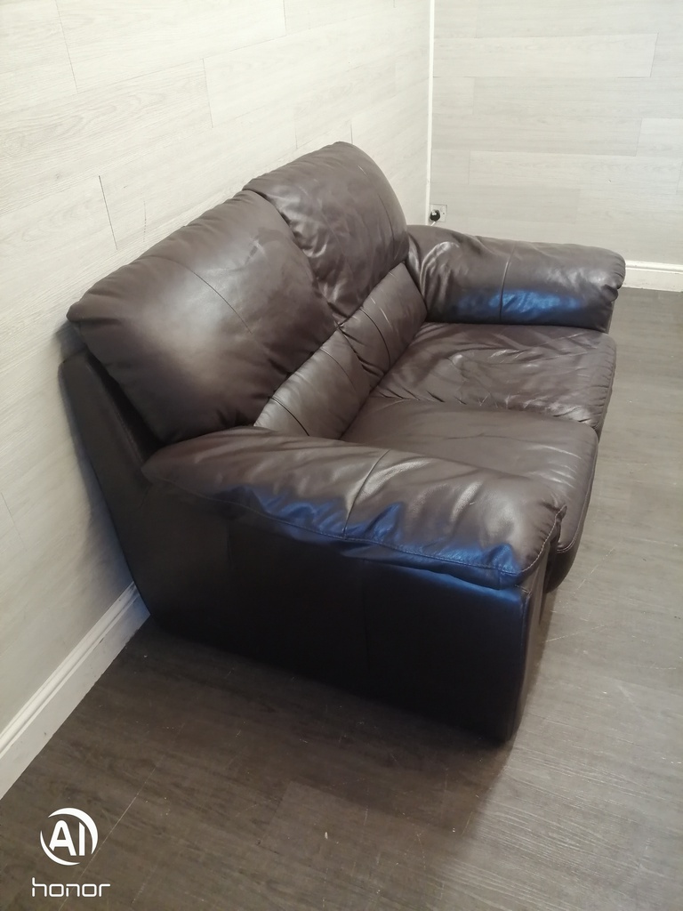 Good quality two seater leather brown sofa