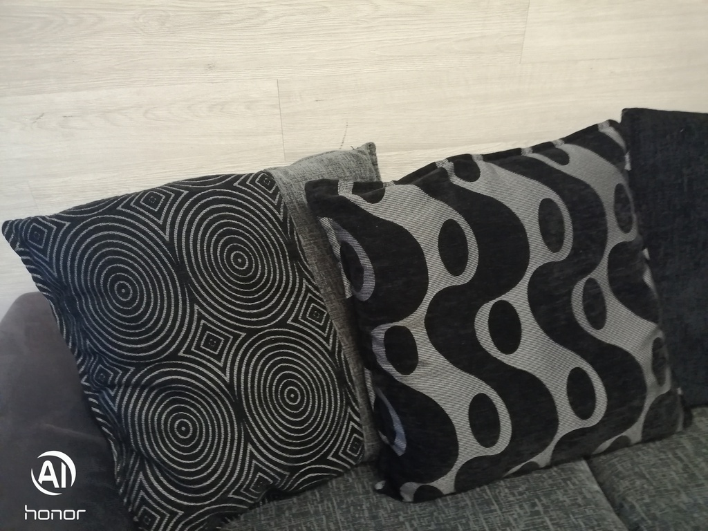 DFS GREY TONED PILLOW BACK CORNER SOFA