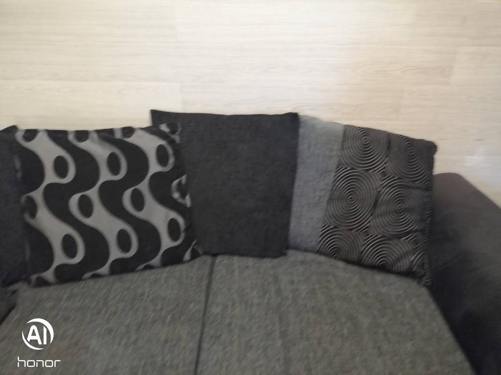 DFS GREY TONED PILLOW BACK CORNER SOFA