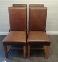 4 X TAN LEATHER DINING CHAIRS