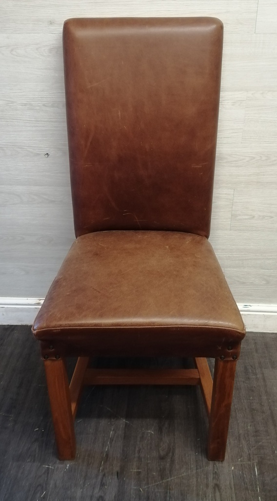 4 X TAN LEATHER DINING CHAIRS