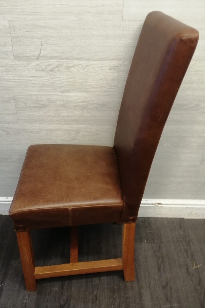 4 X TAN LEATHER DINING CHAIRS