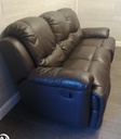 BROWN LEATHER THREE SEATER RECLINER SOFA