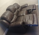 BROWN LEATHER THREE SEATER RECLINER SOFA