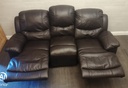 BROWN LEATHER THREE SEATER RECLINER SOFA