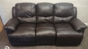 BROWN LEATHER THREE SEATER RECLINER SOFA