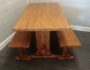 Solid Pine Dining Table &amp; Two Benches