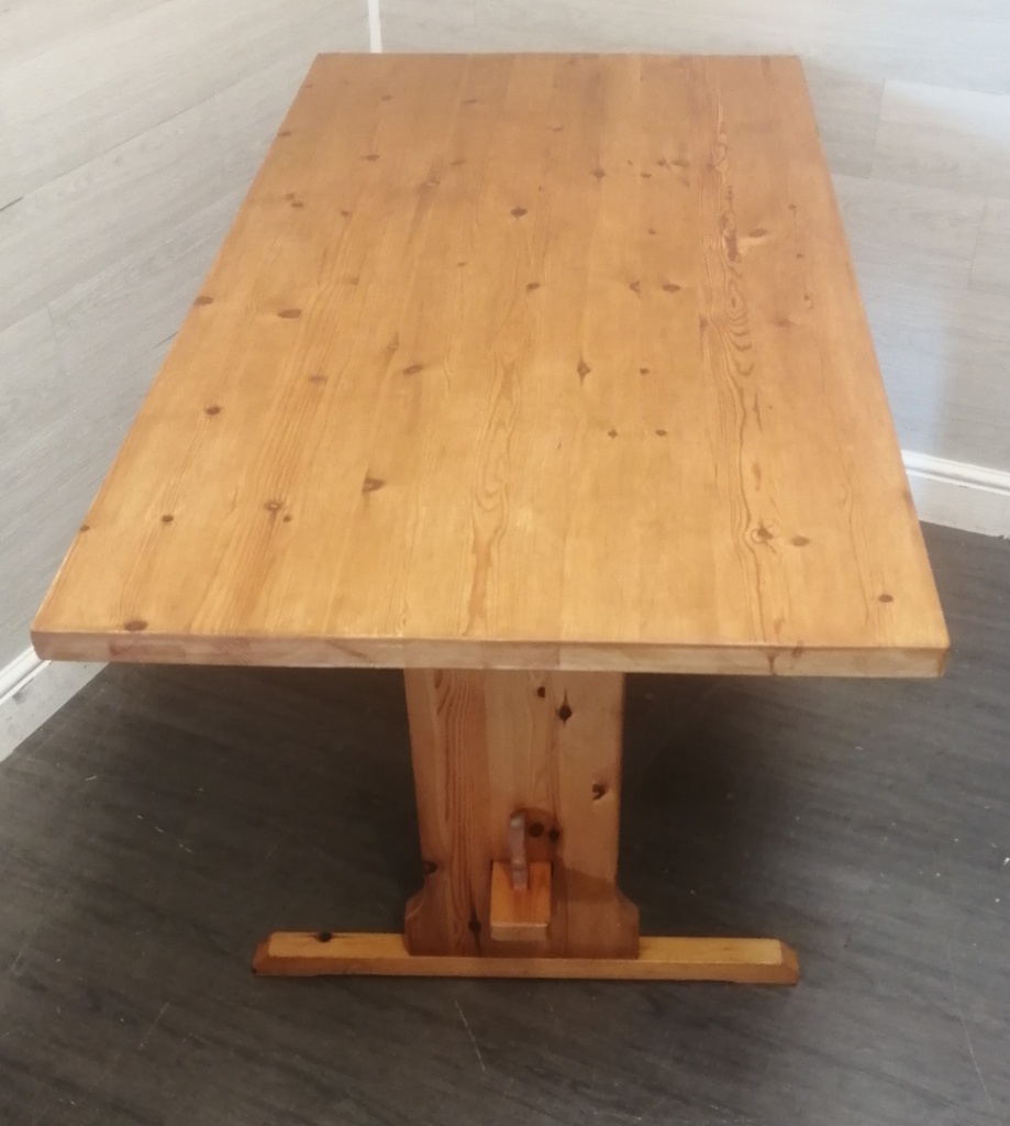 Solid Pine Dining Table &amp; Two Benches