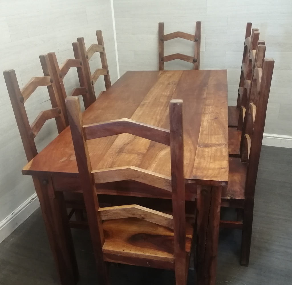 SHEESHAM DINING TABLE &amp; EIGHT CHAIR SET