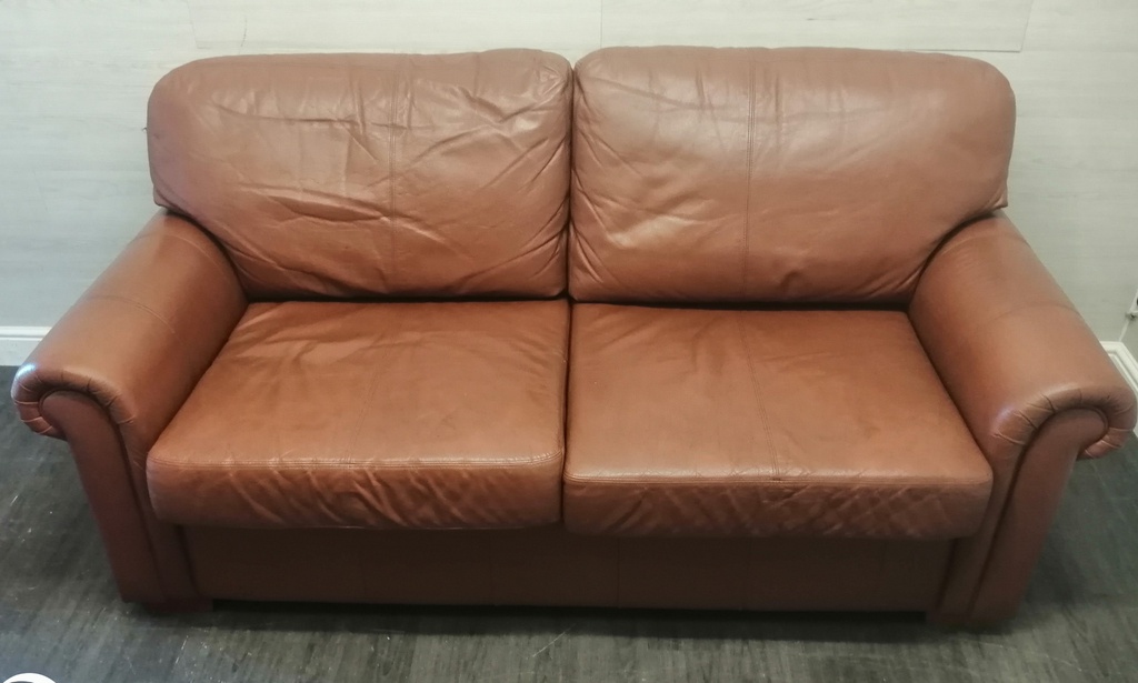 Brown leather sofa and armchair set