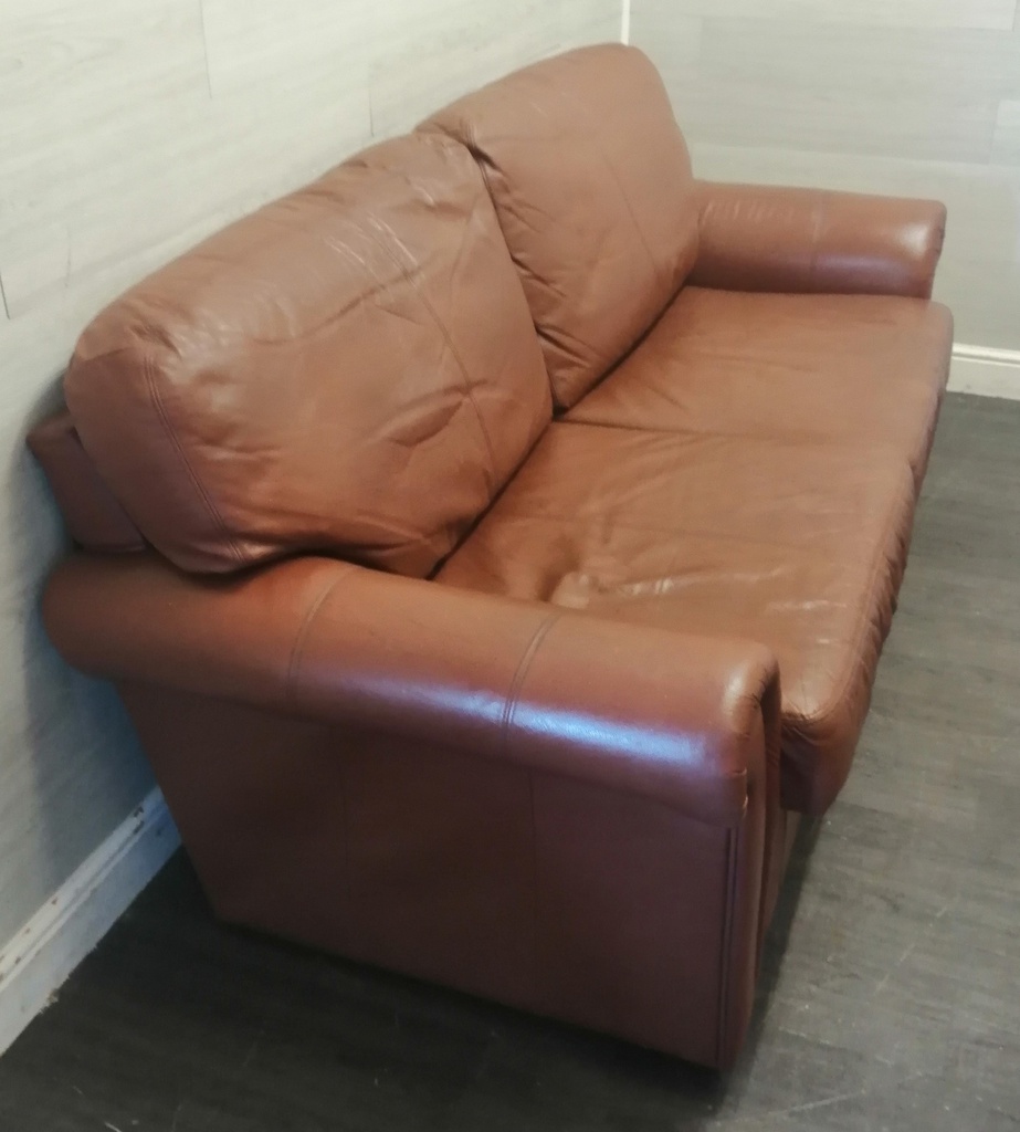 Brown leather sofa and armchair set