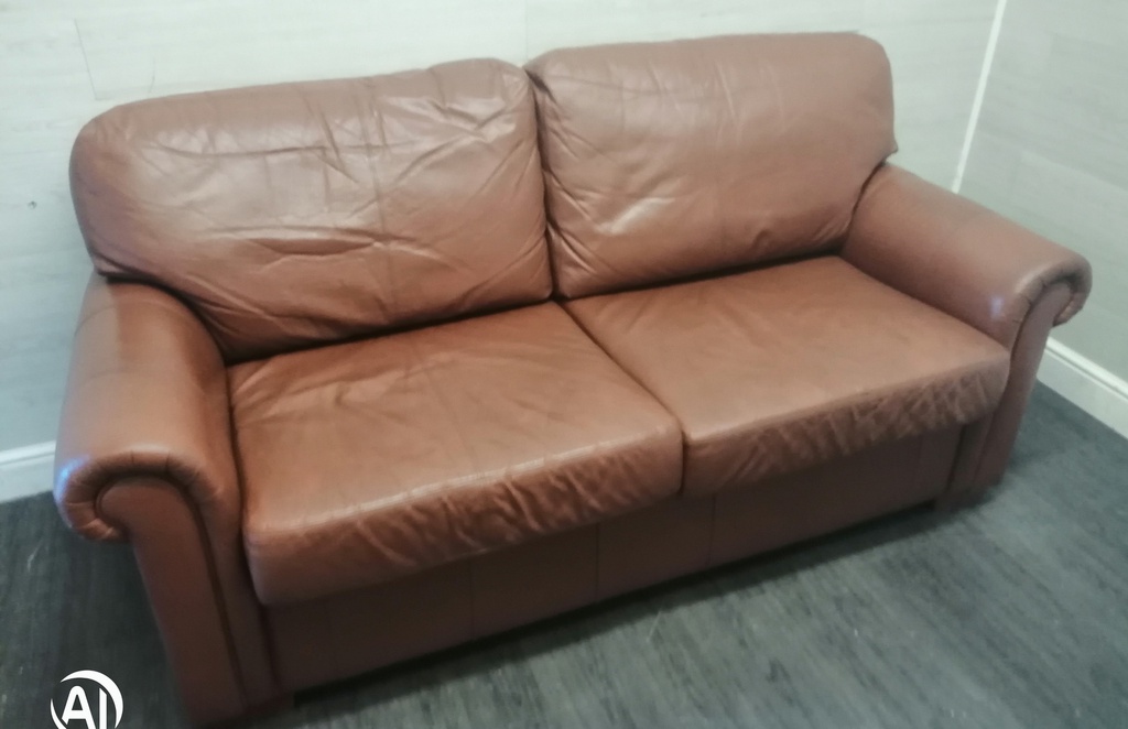 Brown leather sofa and armchair set