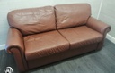 Brown leather sofa and armchair set