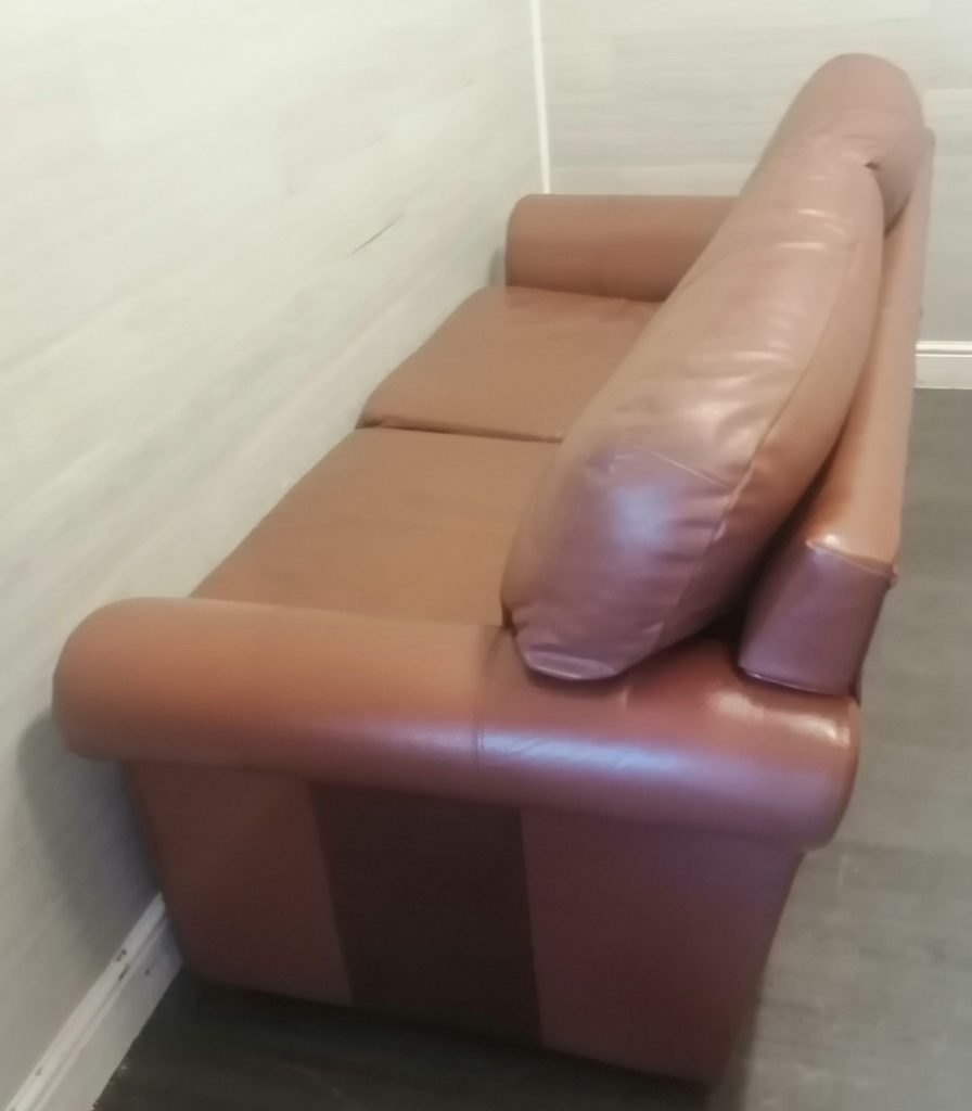 Brown leather sofa and armchair set