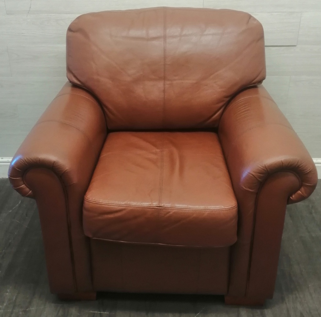 Brown leather sofa and armchair set