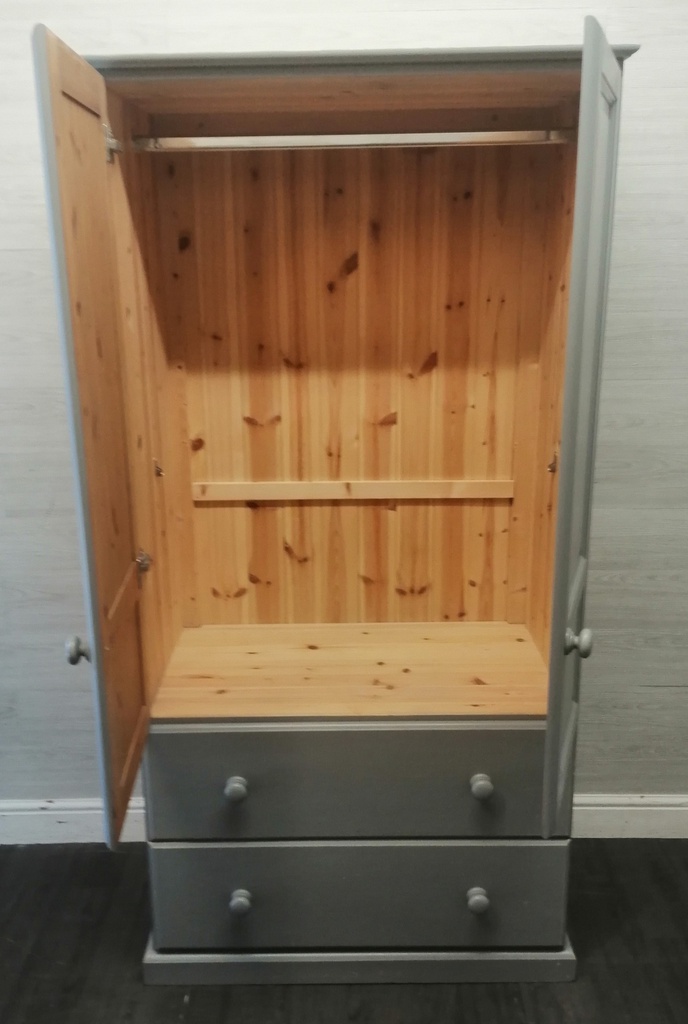 Solid pine  grey painted wardrobe