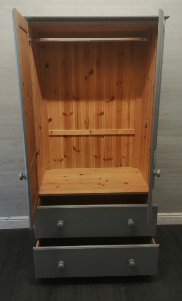Solid pine  grey painted wardrobe