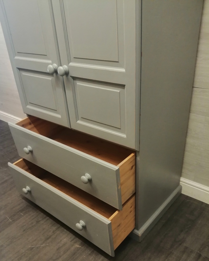 Solid pine  grey painted wardrobe