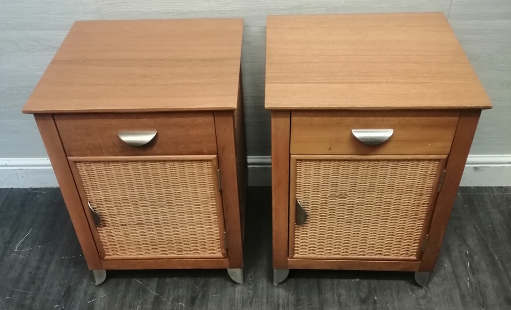 MODER PAIR OF BEDSIDE CUPBOARDS