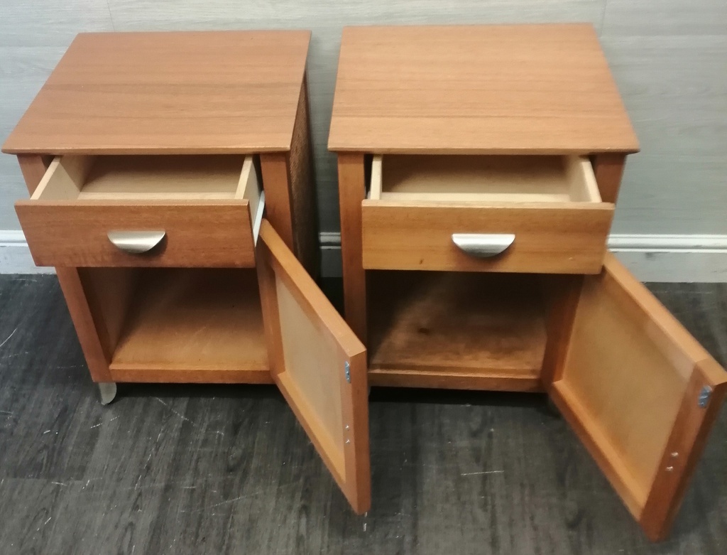 MODER PAIR OF BEDSIDE CUPBOARDS