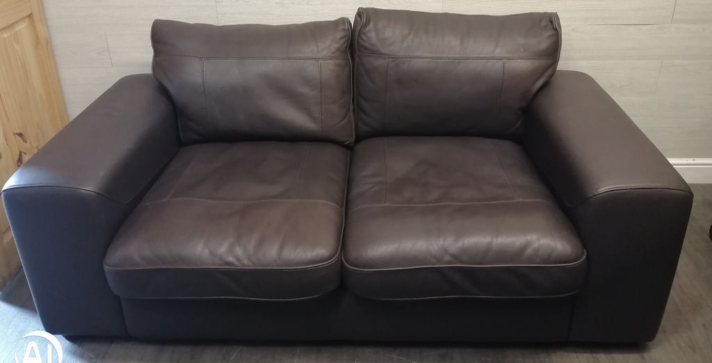 Three seater leather brown sofa