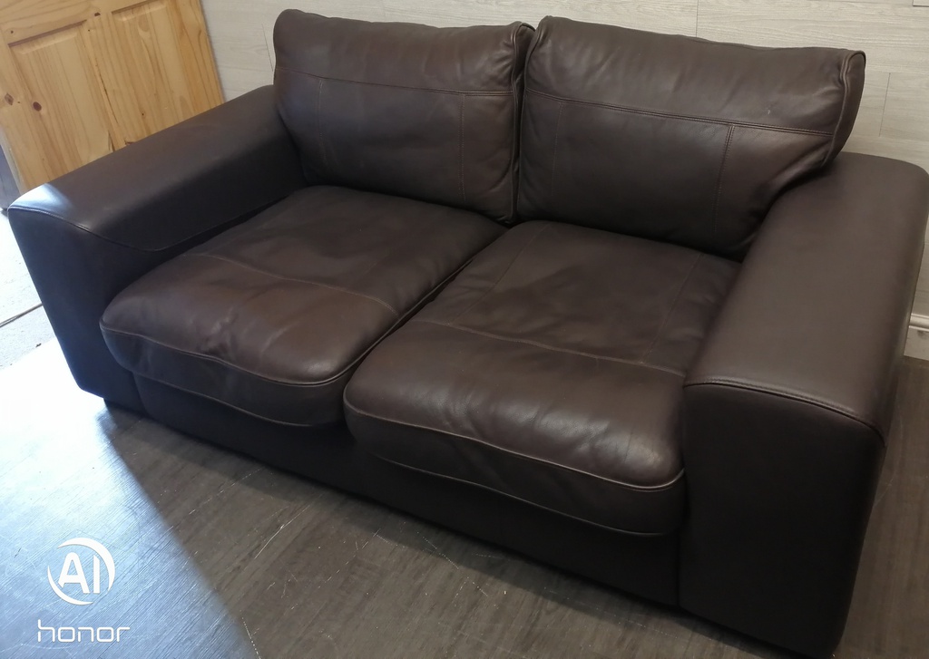 Three seater leather brown sofa