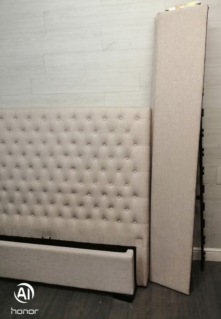 LOVELY 5ft BEIGE TONED BUTTON BACK Bed Frame