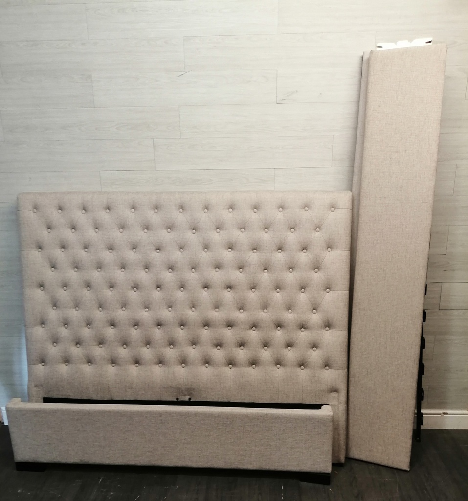 LOVELY 5ft BEIGE TONED BUTTON BACK Bed Frame