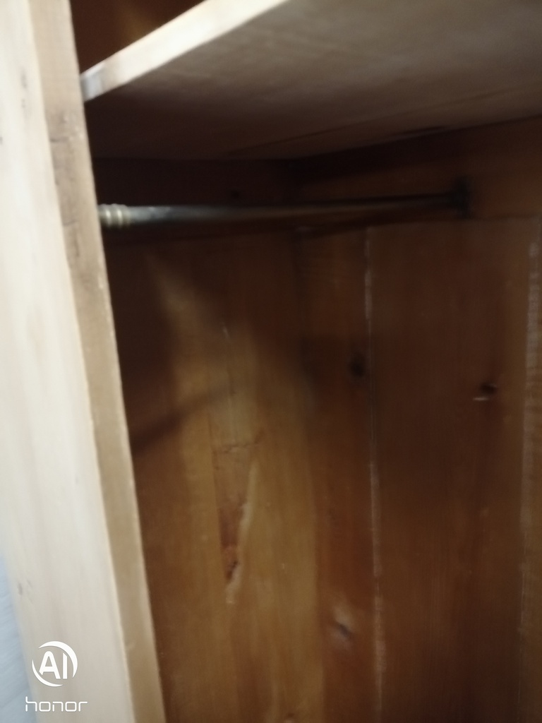 OLD PINE WARDROBE WITH MIRROR