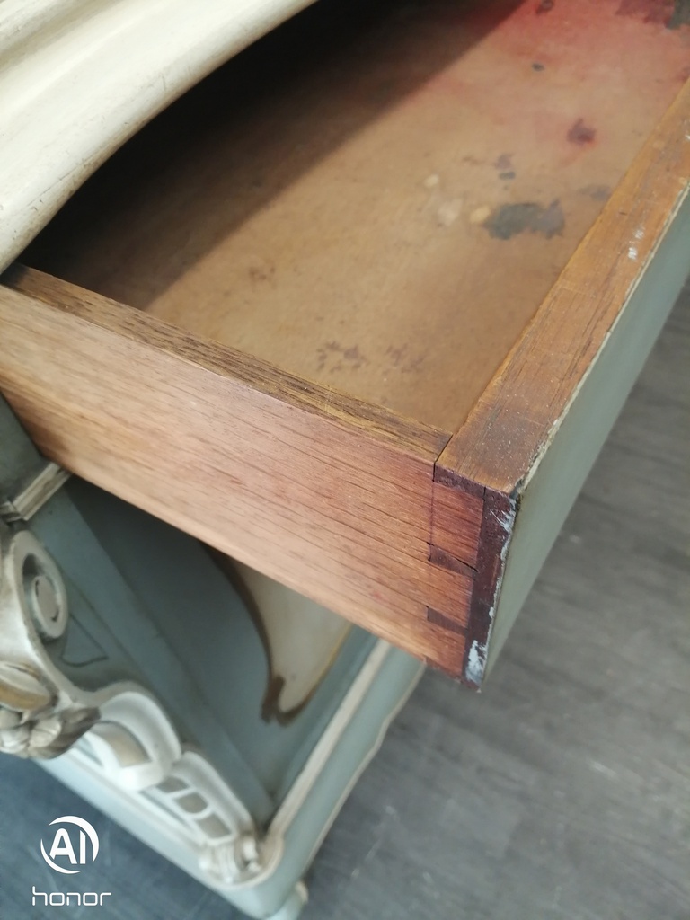 French Style Antique Marble Top Painted Sideboard