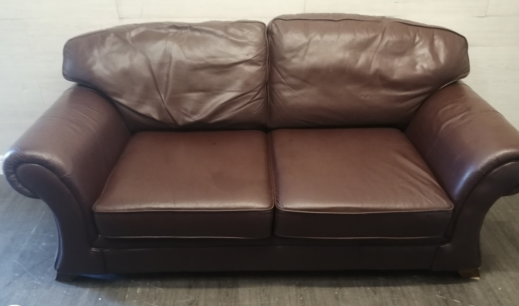 BROWN LEATHER SOFA BED