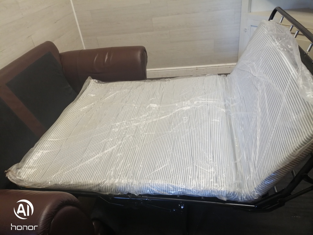 BROWN LEATHER SOFA BED