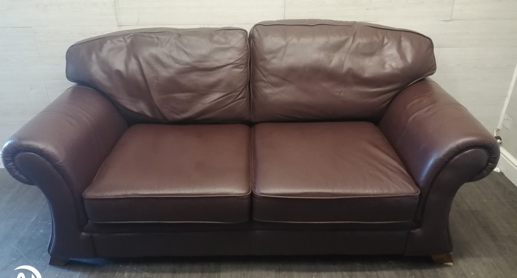 BROWN LEATHER SOFA BED