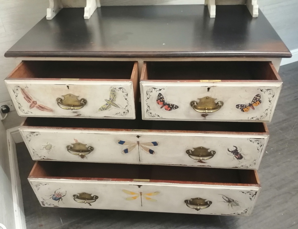 Lovely antique painted dressing table chest