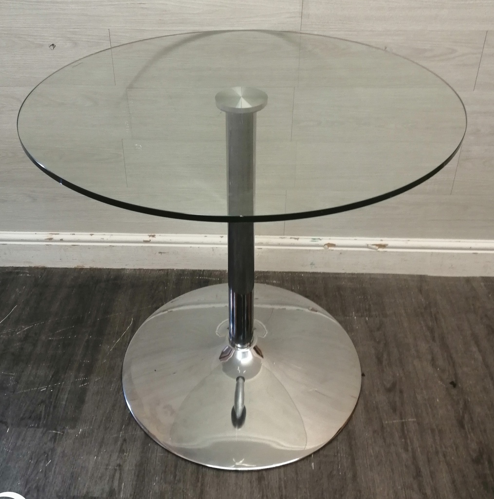 Modern neat round glass dining table &amp; 2 chairs