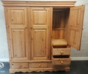 Quality triple size solid pine wardrobe with drawers