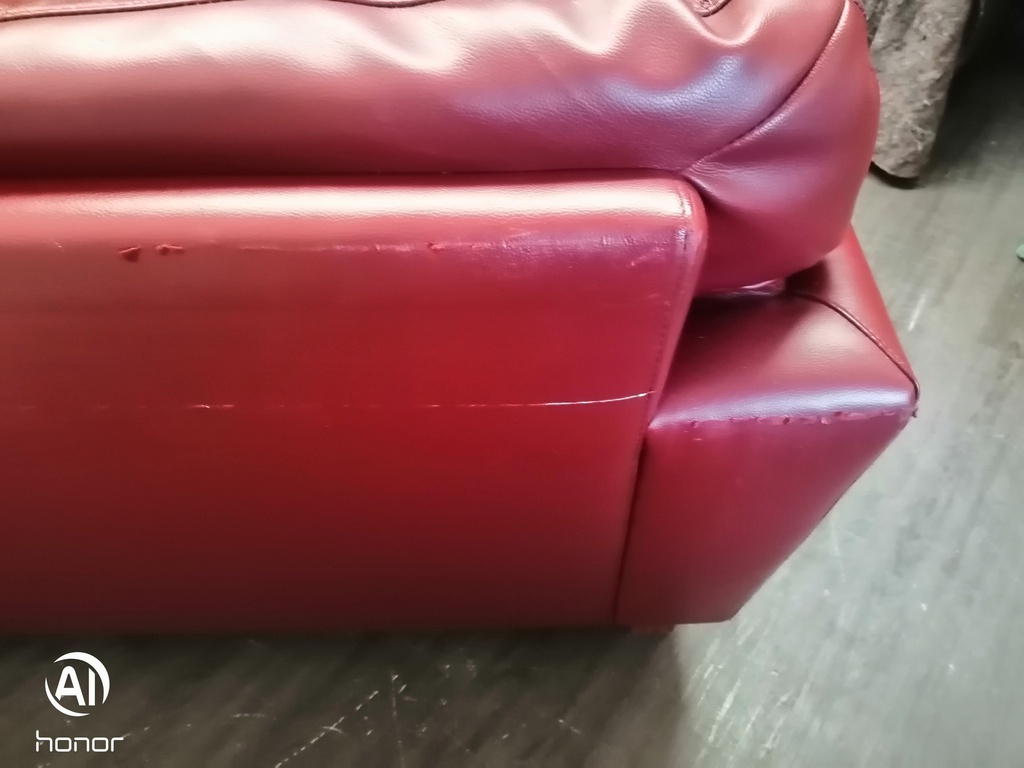 NEAT RED LEATHER SOFA