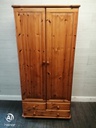 Double pine wardrobe with drawers