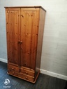 Double pine wardrobe with drawers