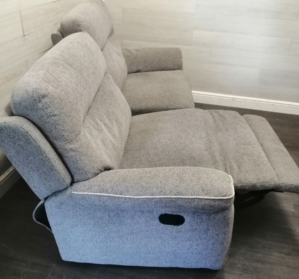 GREY TONED RECLINER THREE SEATER SOFA