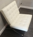 Classic style Modern Barcelona Chair in Cream faux Leather