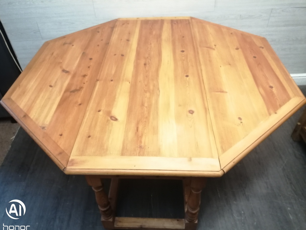 Large solid pine gate leg dining table