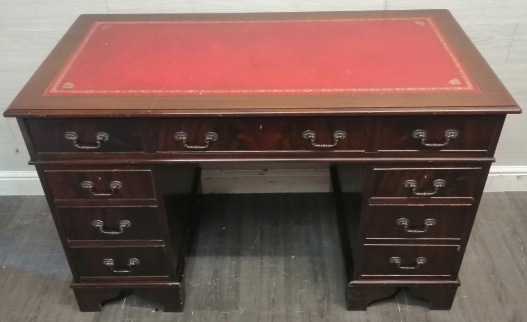 Vintage leather top repro pedestal desk