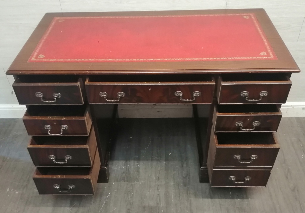 Vintage leather top repro pedestal desk