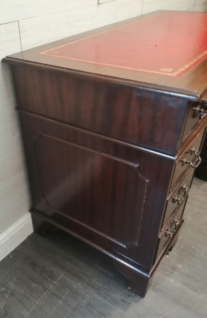 Vintage leather top repro pedestal desk