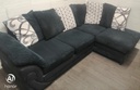 Black Toned Pillow Back Corner Sofa