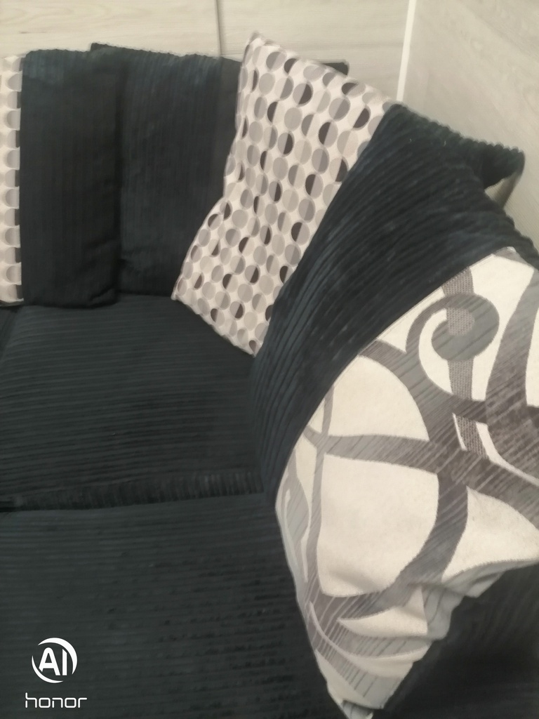 Black Toned Pillow Back Corner Sofa