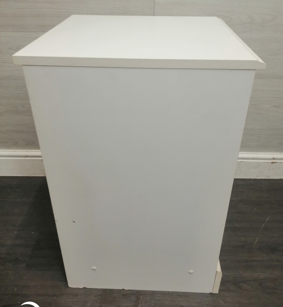 Pair of three drawer white bedsides